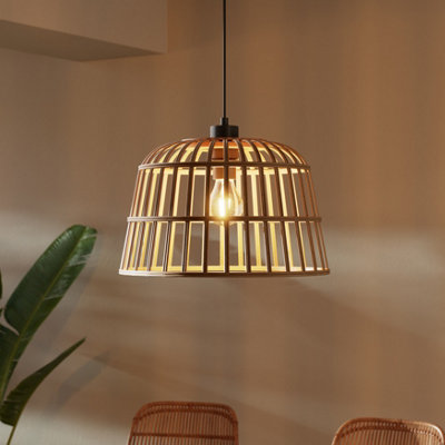 Goodhome Fieldfare Natural Bamboo Round Lamp Shade (D)38Cm