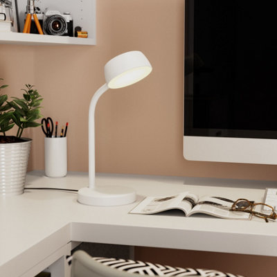 Goodhome Auklet Cylinder Matt White Integrated Led Table Lamp