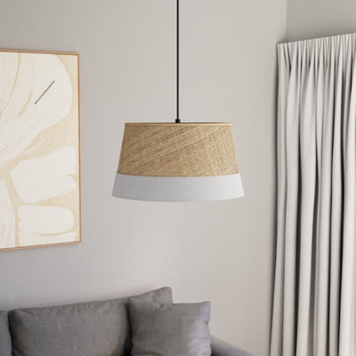 Goodhome Bellbird Grey & Natural Round Lamp Shade (D)38Cm