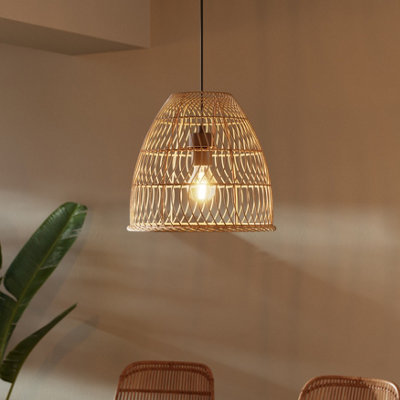 Goodhome Euphonia Natural Rattan Round Lamp Shade (D)30Cm