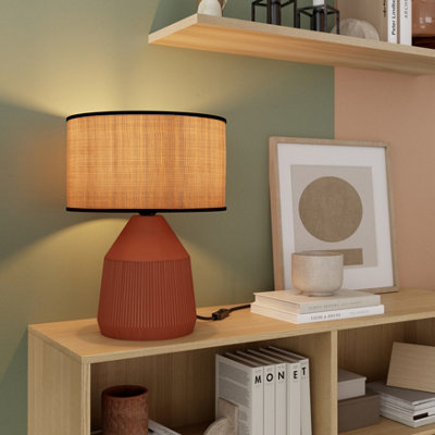 Goodhome Longclaw Round Matt Natural Table Lamp