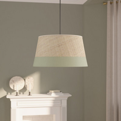 Goodhome Bellbird Green & Natural Round Lamp Shade (D)38Cm
