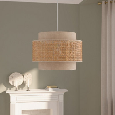 Goodhome Quetzal Natural Round Lamp Shade (D)38Cm