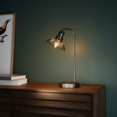 Goodhome Northwich Round Brushed Satin Pewter Effect Table Lamp