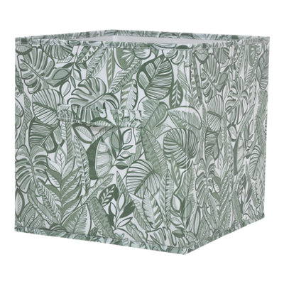 Goodhome Mixxit Jungle Green Cardboard, Polyester (Pes) & Polypropylene (Pp) Foldable Storage Basket (H)31Cm (W)31Cm (D)31Cm