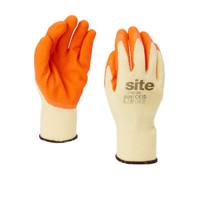 Site Latex & Polycotton Orange & Yellow Builder's Gloves Large, 1 Pair