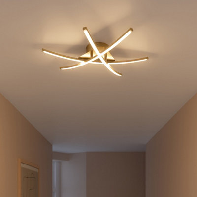 Goodhome Alani Matt Metal & Plastic Brass Effect 3 Lamp Led Ceiling Light