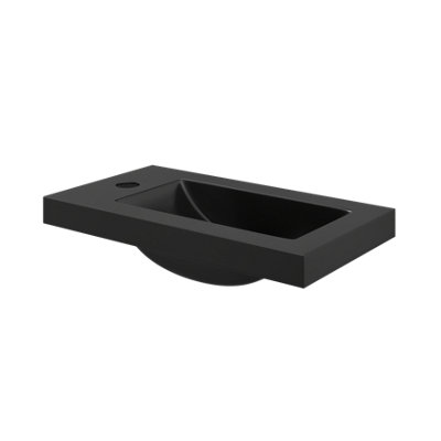 Goodhome Beni Matt Black Rectangular Cloakroom Basin (W)44.2Cm