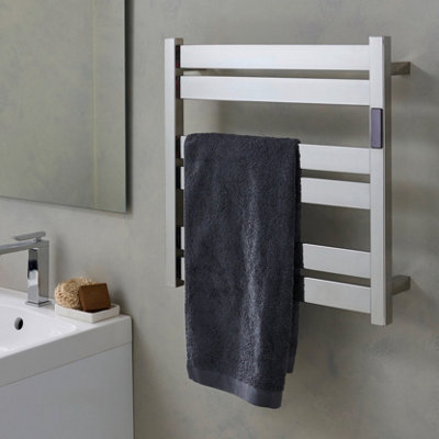 Goodhome Cromer Mirror Effect Electric Flat Towel Warmer (W)520Mm X (H)530Mm