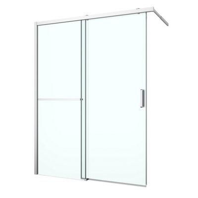 Goodhome Ledava Minimal Frame Chrome Clear Walk-In Shower Door (H)195Cm (W)160Cm