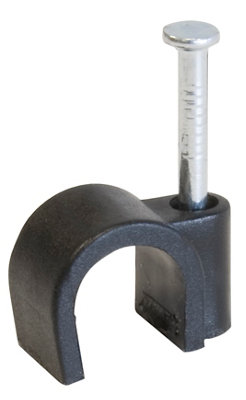 Corelectric Round Cable Clip Black Round 7Mm 18Mm Not Self-Adhesive Cable Clip Pack Of 20