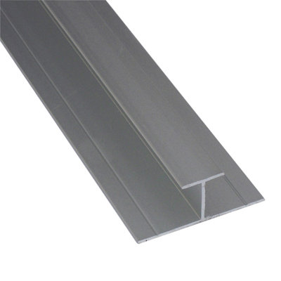 Splashwall Laminate H-Joint Panel Straight Joint (L)2420Mm (T)11Mm - Satin Anodised Silver Effect