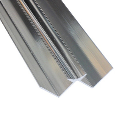 Splashwall Laminate Panel Internal Corner Joint (L)2420Mm (T)11Mm - Polished Silver Effect