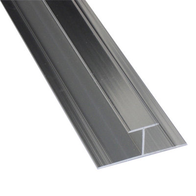 Splashwall Laminate H-Joint Panel Straight Joint (L)2420Mm (T)11Mm - Polished Silver Effect