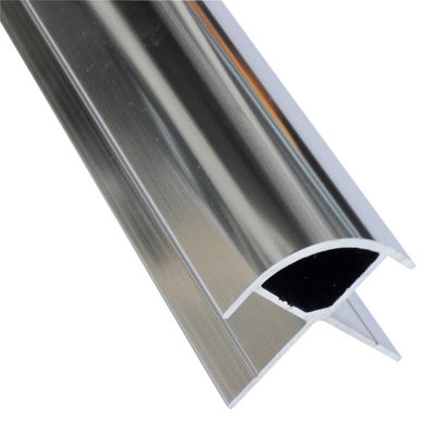Splashwall Laminate Panel External Corner Joint (L)2420Mm (T)11Mm - Polished Silver Effect