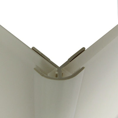 Splashwall Ivory Straight Panel External Corner Joint, (L)2440Mm (T)4Mm