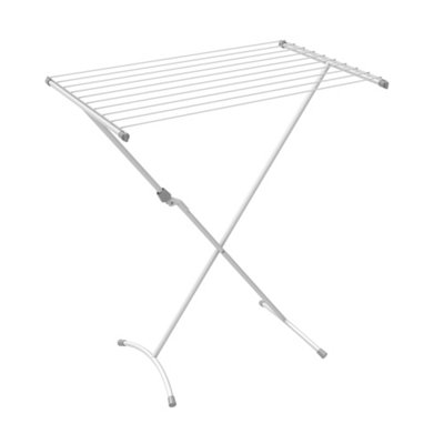 Betterdri White Silver Effect 1 Tier Foldable Laundry Airer, 8M