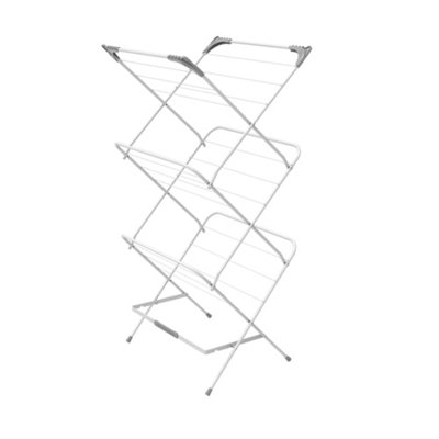 Betterdri White Silver Effect 3 Tier Foldable Laundry Airer, 13M