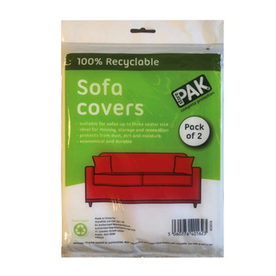 Storepak Transparent 3 Seater Sofa Protection Cover, Pack Of 2