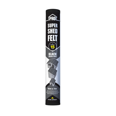 Roof Pro 15 Year Black Shed Felt, (L)10M (W)1M