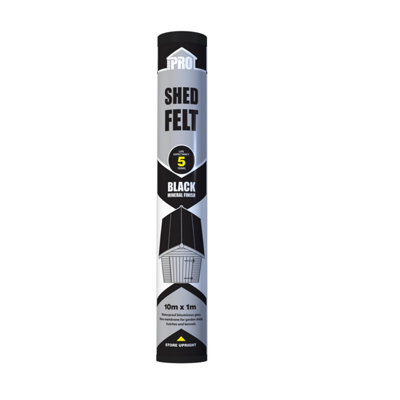 Roof Pro 5 Year Black Shed Felt, (L)10M (W)1M