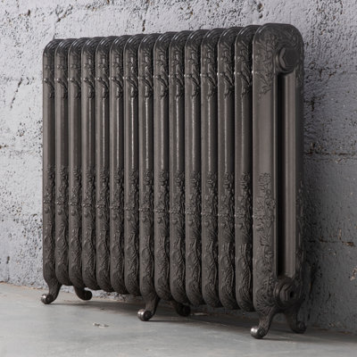 Arroll Daisy Cast Iron Pewter 15 Column Radiator, (W)1009Mm X (H)794Mm