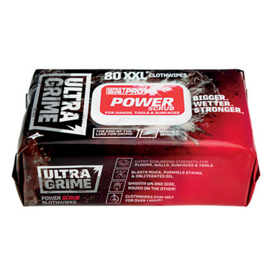 Ultragrime Pro Power Scrub Unfragranced Multi-Surface Wipes, Pack Of 80