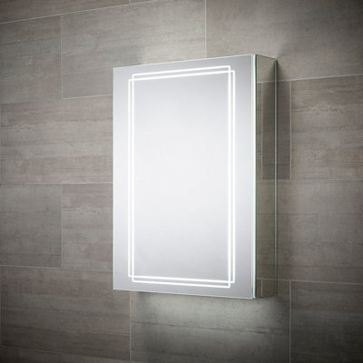 Sensio Harlow Wall-Mounted Illuminated Mirrored Bathroom Cabinet With Shaver Socket (W)500Mm (H)700Mm