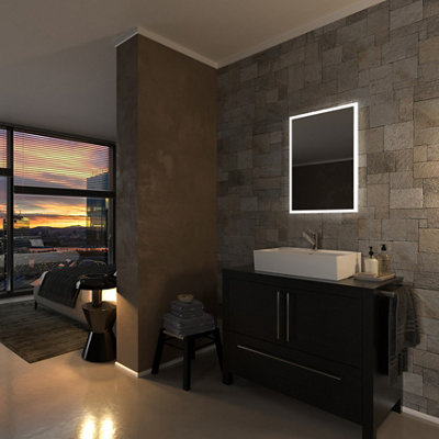 Sensio Glimmer Rectangular Wall-Mounted Bathroom Illuminated Colour-Changing Mirror (H)70Cm (W)50Cm