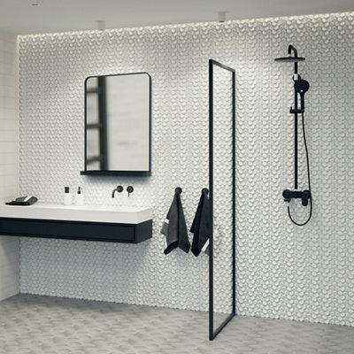 Sensio Elm Matt Black Rectangular Wall-Mounted Bathroom & Wc Mirror (H)70Cm (W)50Cm