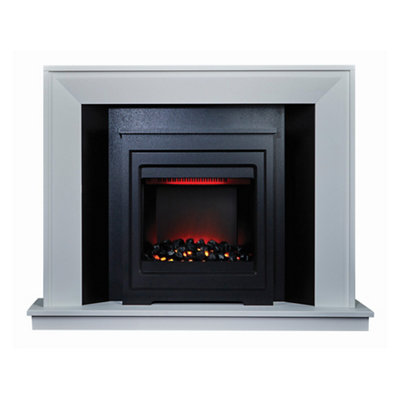 B&Q Mayford White Mdf Electric Led Electric Fire Suite