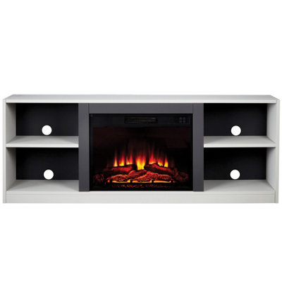 Suncrest Camden Grey Stone Effect Mdf & Stainless Steel Freestanding Electric Fire Suite