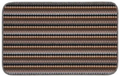 B&Q Grey Helsinki Striped Heavy Duty Mat, 140Cm X 80Cm
