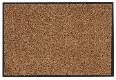 B&Q Washamat Caramel Plain Heavy Duty Barrier Mat, 90Cm X 60Cm