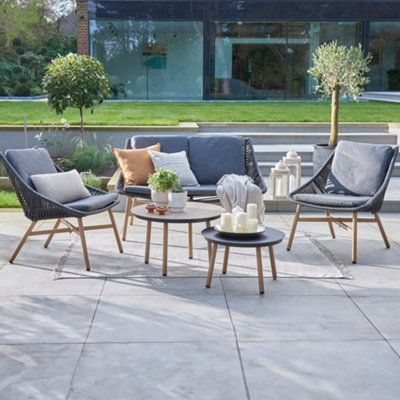 Norfolk Leisure Keswick Grey Metal 4 Seater Garden Furniture Set