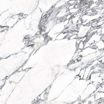 Splashwall Black & White Greek Marble Effect Mdf Splashback, (H)600Mm (W)2440Mm (T)10Mm