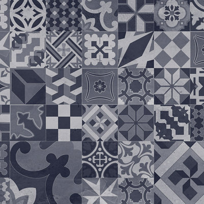 Splashwall Alloy Grey Classic Pattern Mosaic Aluminium Splashback, (H)750Mm (W)2440Mm (T)4Mm