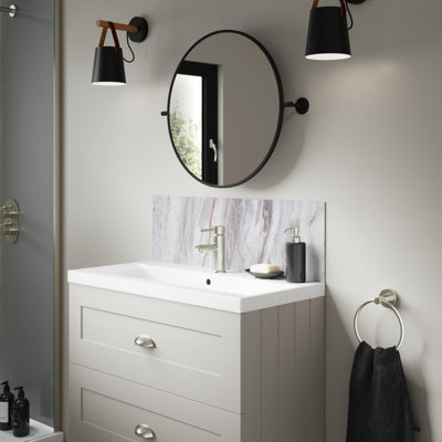 Splashwall Alloy Matt Marmo Linea Aluminium Bathroom Splashback (H)25Cm (W)80Cm