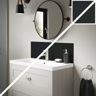 Splashwall Alloy Matt Midnight Grey & Hadrian Green Aluminium Double-Sided Bathroom Splashback (H)25Cm (W)80Cm