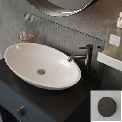B&Q Fluted Glass Pre-Drilled Bathroom Splashback With Bronze Effect Caps (H)25Cm (W)60Cm