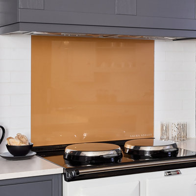Laura Ashley Copper Self-Adhesive Glass Splashback, (H)750Mm (W)900Mm (T)6Mm