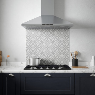 Laura Ashley Mr Jones Charcoal Geometric Self-Adhesive Glass Splashback, (H)750Mm (W)900Mm (T)6Mm
