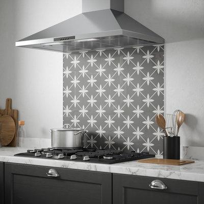 Laura Ashley Charcoal Wicker Geometric Self-Adhesive Glass Splashback, (H)750Mm (W)900Mm (T)6Mm