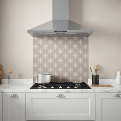 Laura Ashley Dove Grey Wicker Geometric Self-Adhesive Glass Splashback, (H)750Mm (W)900Mm (T)6Mm