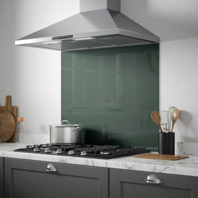 Laura Ashley Fern Green Glass Splashback, (H)750Mm (W)900Mm (T)6Mm