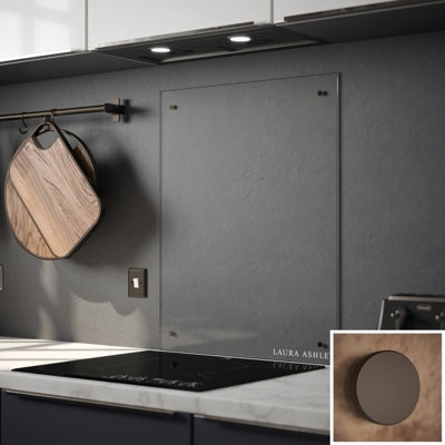 Laura Ashley Clear With Bronze Fixings Glass Splashback, (H)750Mm (W)600Mm (T)6Mm