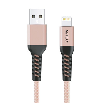 Mitec Usb A - Lightning Non-Biodegradable Charging Cable, 1M, Rose Gold