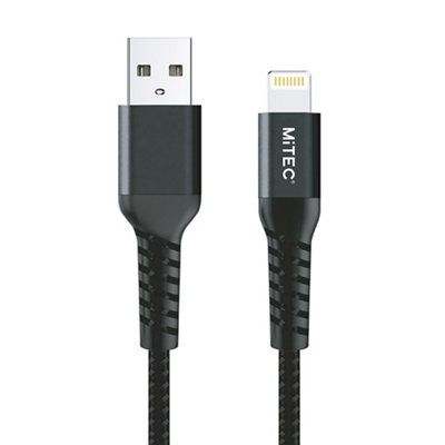 Mitec Usb A - Lightning Non-Biodegradable Charging Cable, 1M, Black