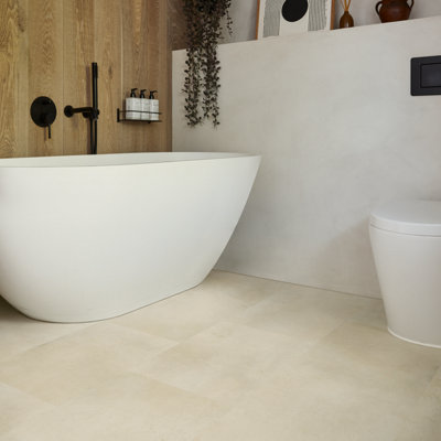 Palio By Karndean Cream Concrete Effect Embossed Luxury Vinyl Click Tile, 2.74M²