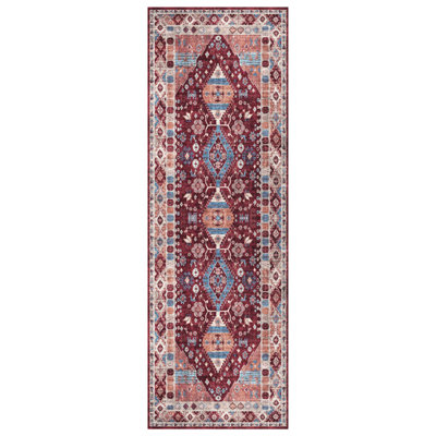 B&Q Red Silk Road Madar Medium Runner, (L)180Cm X (W)60Cm